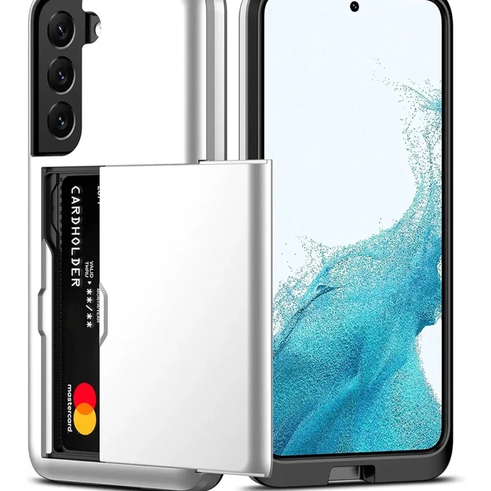 Samsung Silver Protective Case with Card Holder for Galaxy